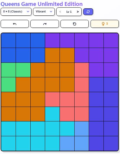 Queens Game Unlimited | 500+ Free Linkdin Puzzles